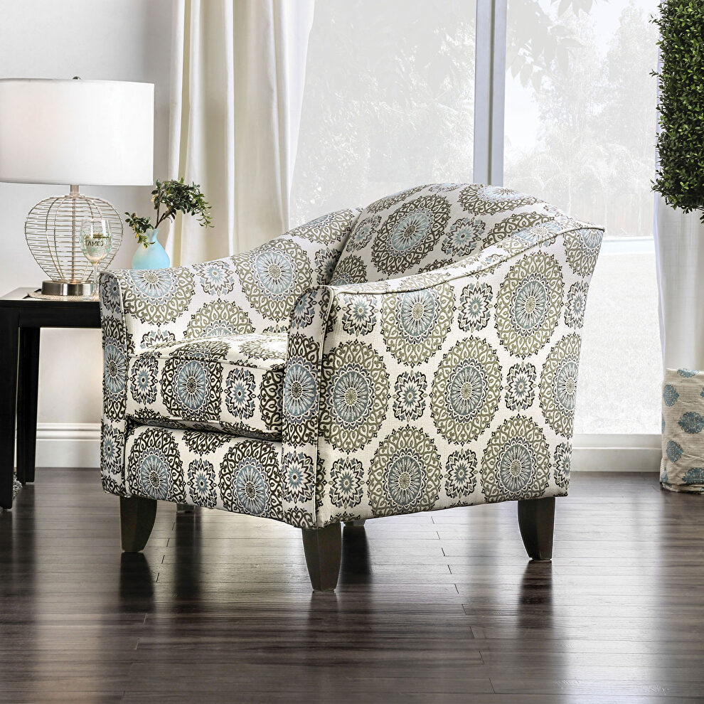Floral woven fabric casual style us chair by Furniture of America