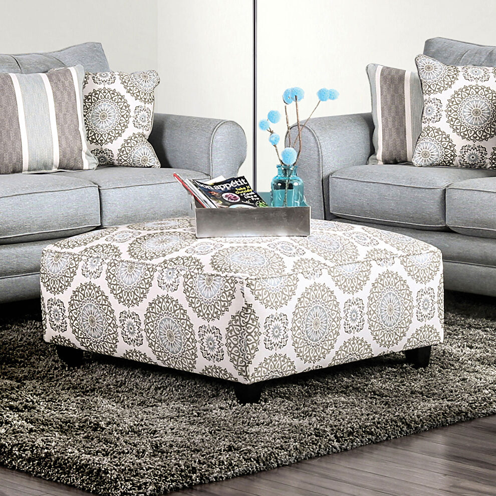 Floral medallions square ottoman by Furniture of America