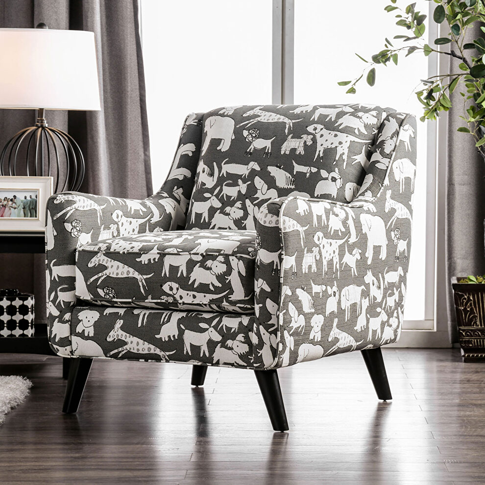 Animal pattern chenille fabric chair by Furniture of America