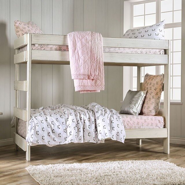 White plank style construction twin/twin bunk bed by Furniture of America