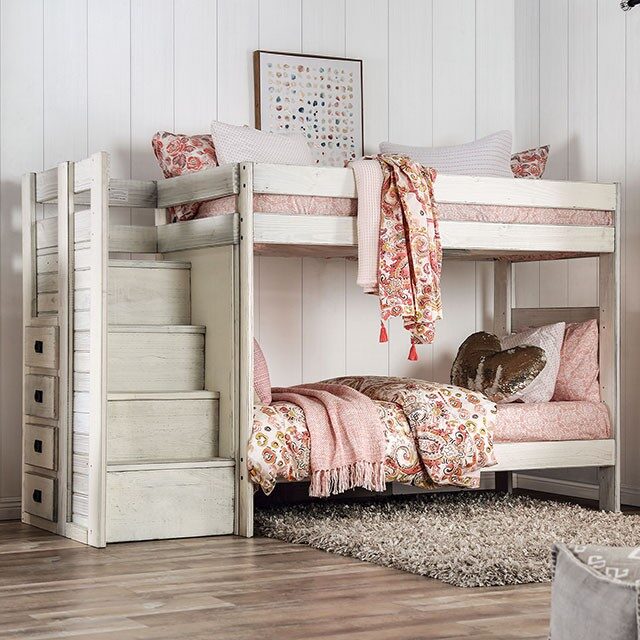 White plank style construction twin/twin bunk bed by Furniture of America