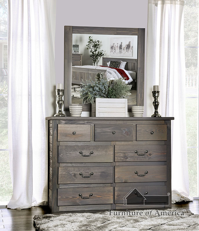 Weathered gray american pine wood construction dresser by Furniture of America