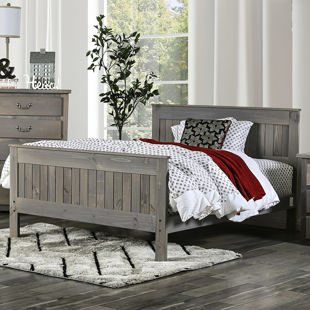 Weathered gray american pine wood construction twin bed by Furniture of America