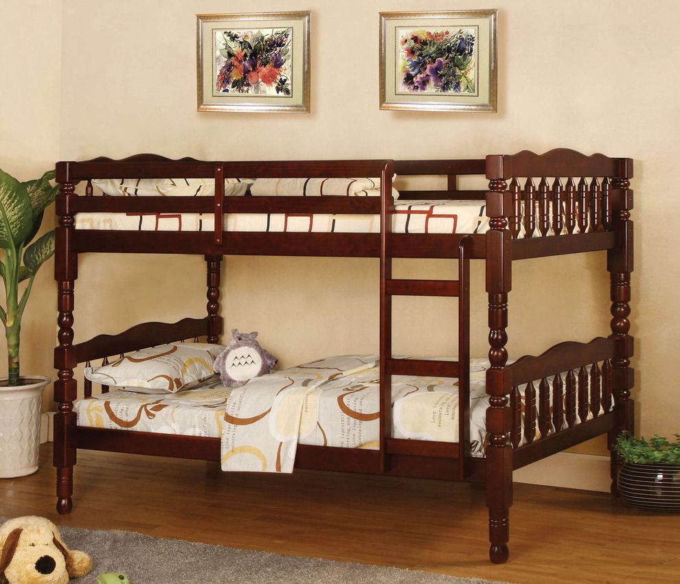 Twin/twin classic cherry finish bunk bed by Furniture of America