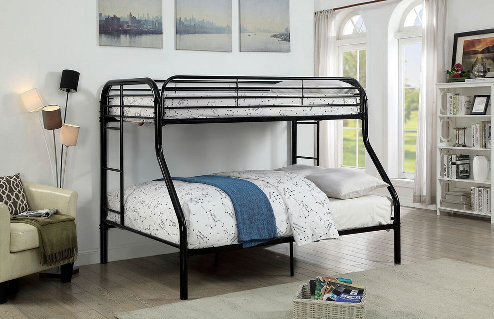 Twin-full black metal kids bunk bed by Furniture of America