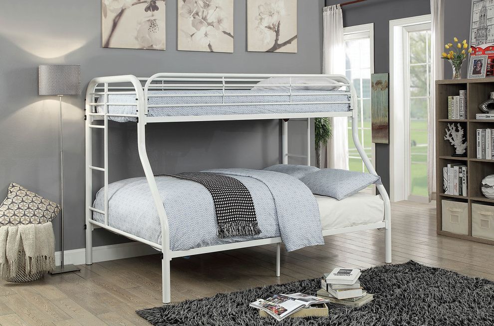 Twin-full white metal kids bunk bed by Furniture of America