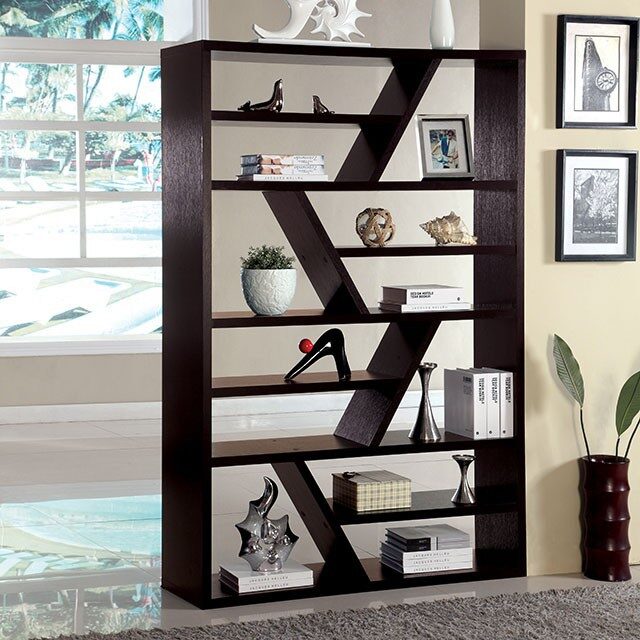 Espresso finish contemporary display shelf by Furniture of America