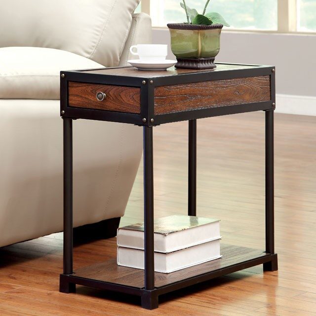 Antique oak finish transitional side table by Furniture of America