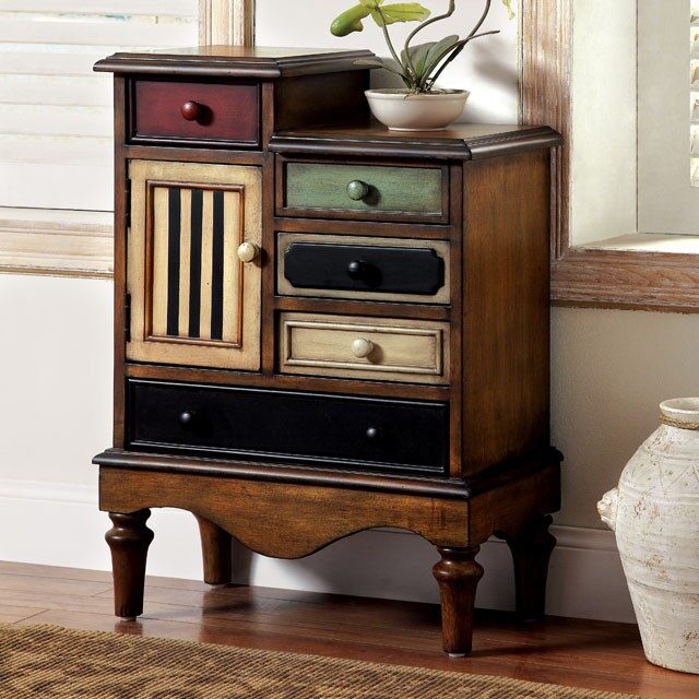 Multi color antique walnut traditional accent chest by Furniture of America