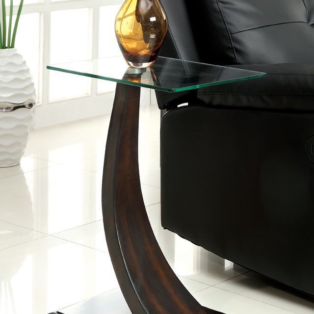 Dark walnut contemporary side table by Furniture of America