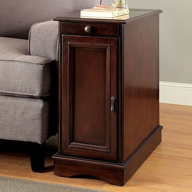 Cherry transitional side table w/ usb by Furniture of America