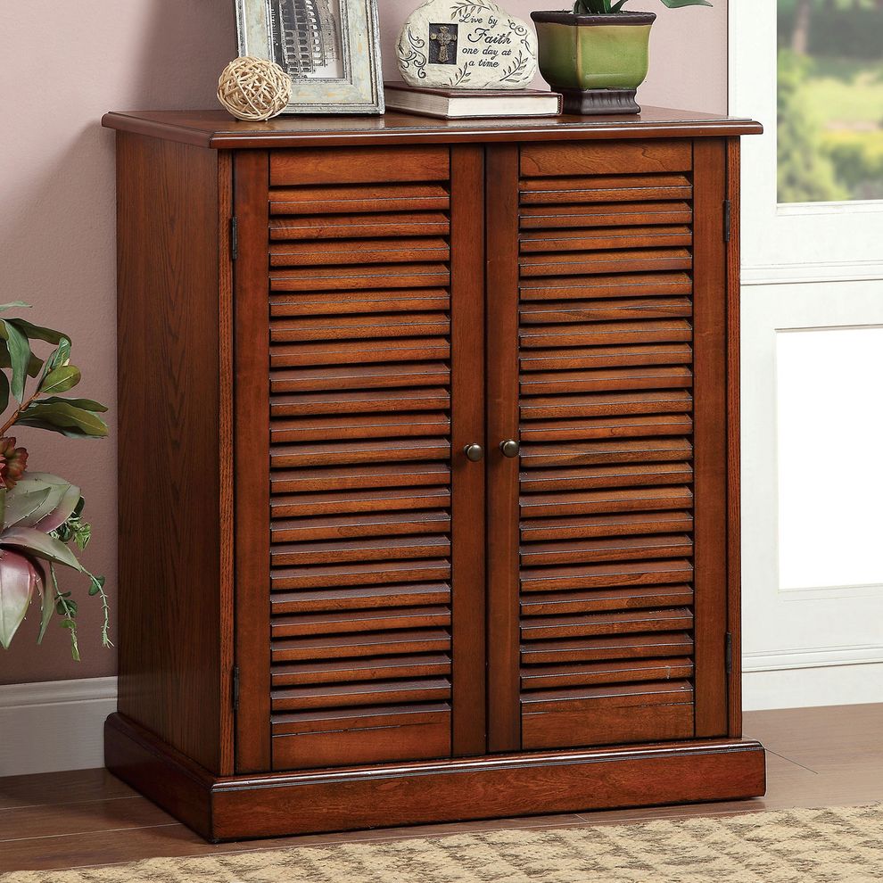 Oak rustic shoe cabinet by Furniture of America