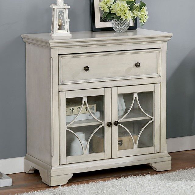 Antique white wood transitional cabinet by Furniture of America