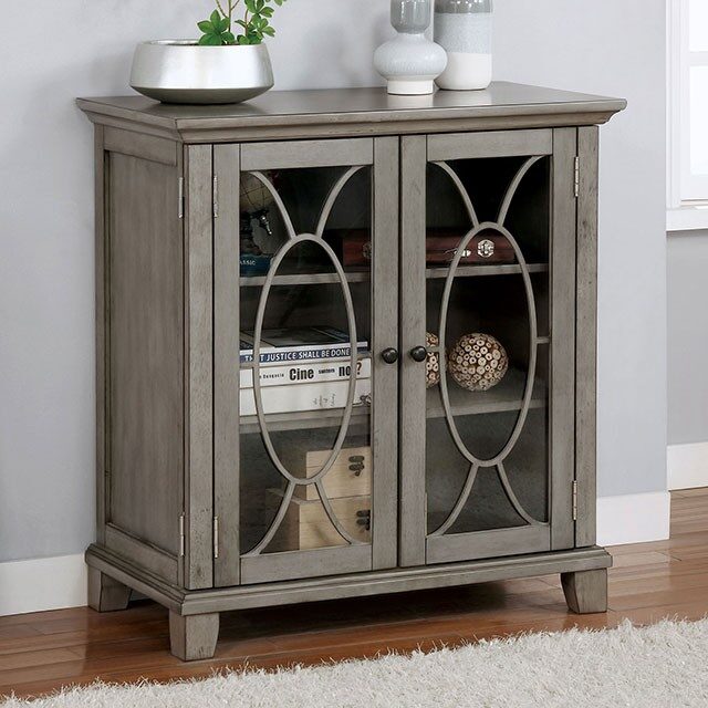 Gray wood transitional cabinet by Furniture of America