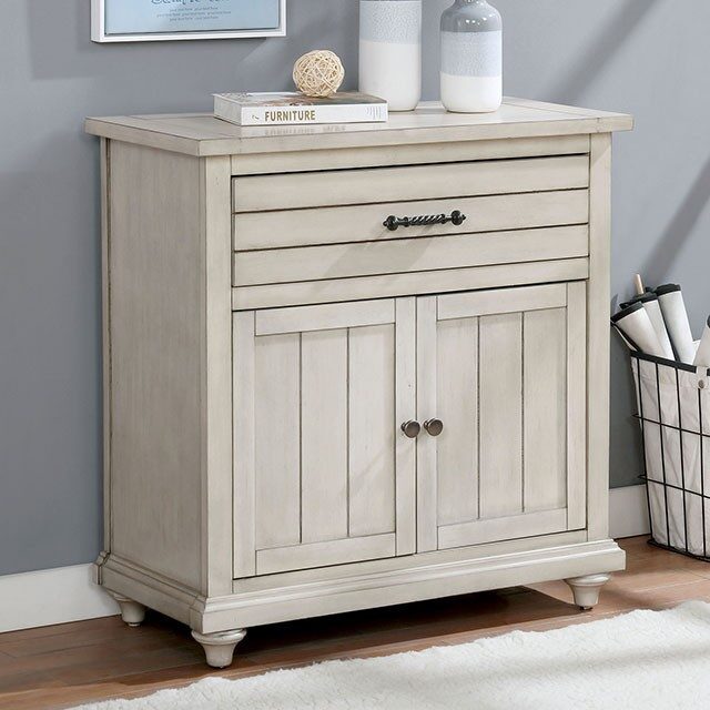 Antique white wood transitional cabinet by Furniture of America