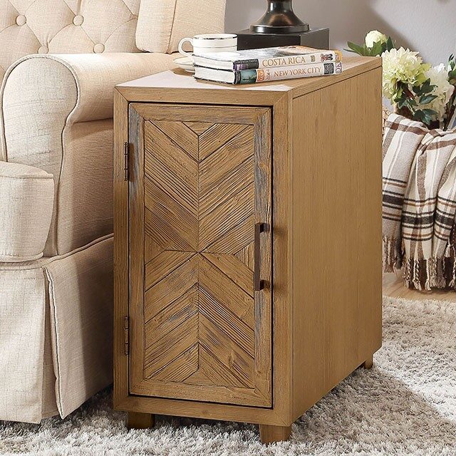 Light oak transitional side table by Furniture of America