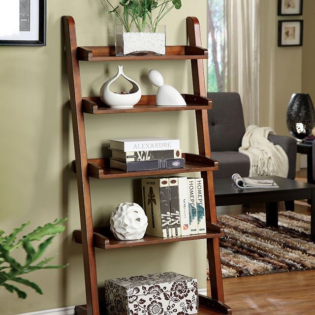 Antique oak contemporary ladder shelf by Furniture of America