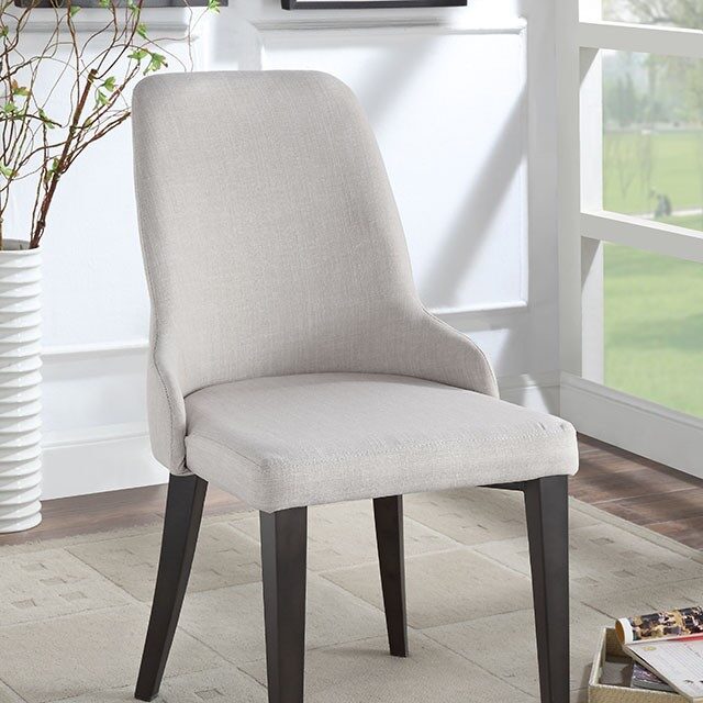 Beige padded fabric upholstery transitional chair by Furniture of America