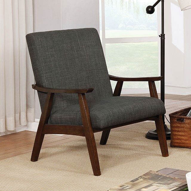 Dark gray mid-century modern accent chair by Furniture of America