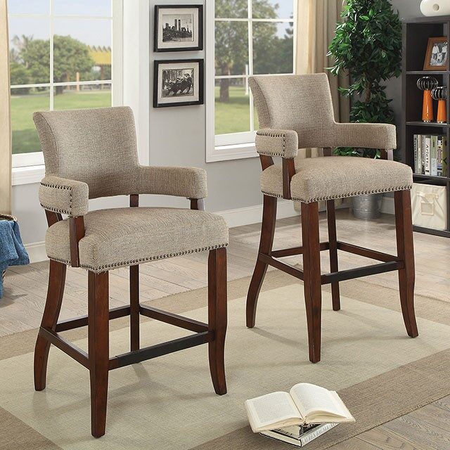Light brown fabric upholstery contemporary counter ht. chair by Furniture of America