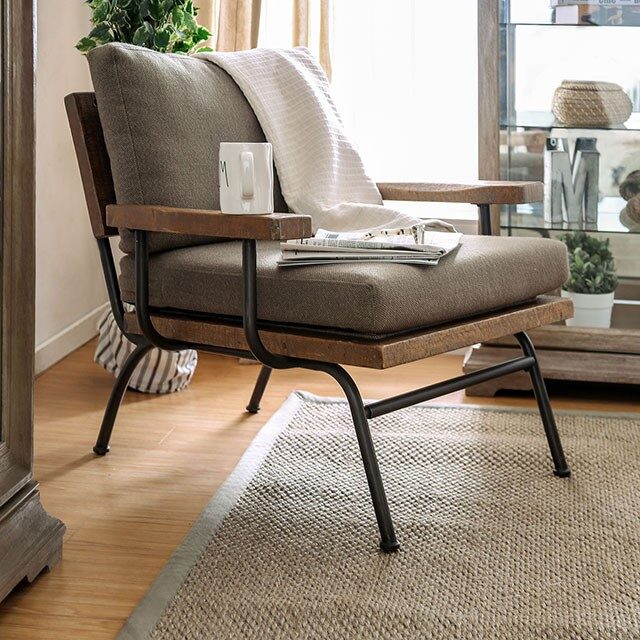 Light brown/dark oak rustic accent chair by Furniture of America