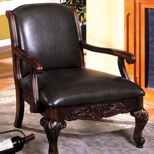 Antique dark cherry traditional accent chair by Furniture of America