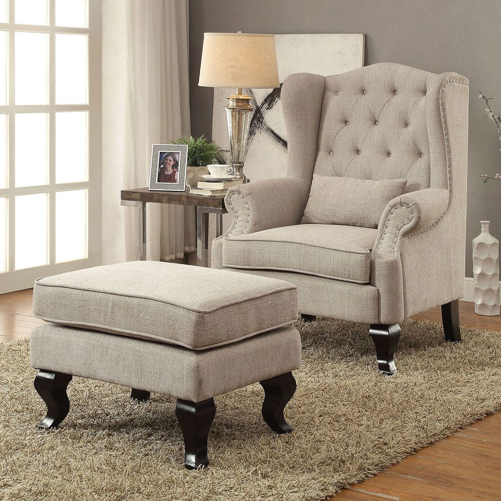 Beige Traditional Accent Chair by Furniture of America