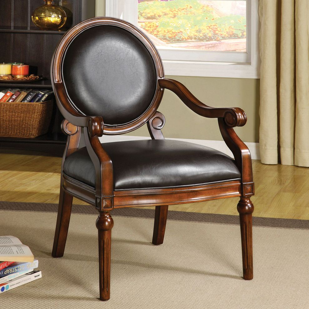 Espresso/Tobacco Oak Traditional Accent Chair by Furniture of America