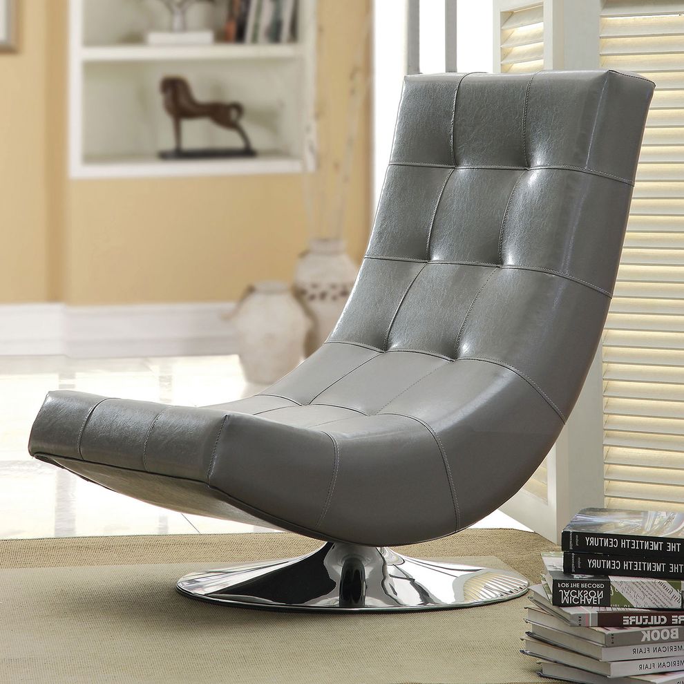 Gray contemporary swivel accent chair by Furniture of America