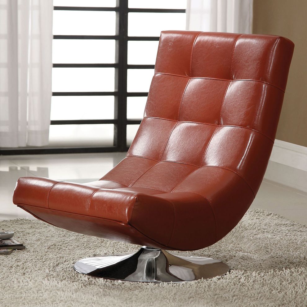 Mahogany contemporary swivel accent chair by Furniture of America