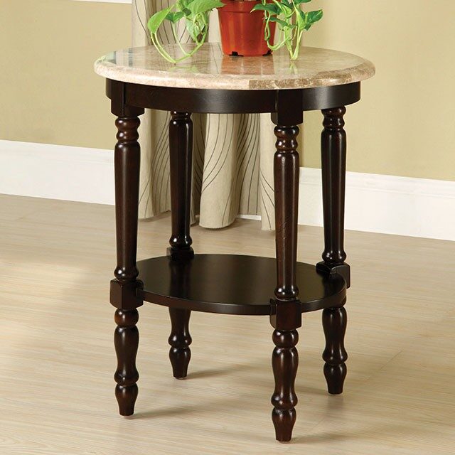 Dark cherry/ivory traditional oval stand by Furniture of America