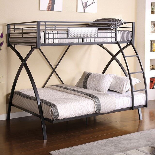 Gun metal/chrome contemporary twin/full bunk bed by Furniture of America