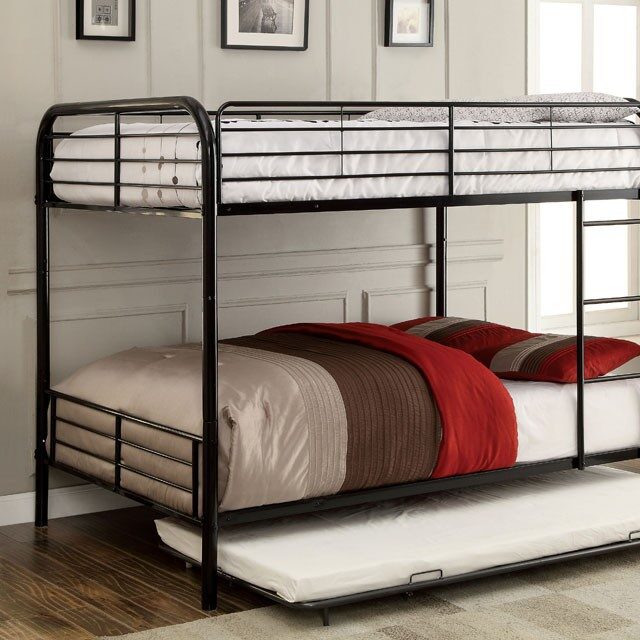 Contemporary full/full bunk bed in black finish by Furniture of America