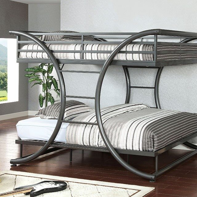 Full/full bunk bed in gun metal finish by Furniture of America