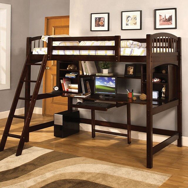 Twin bed/workstation in espresso finish by Furniture of America