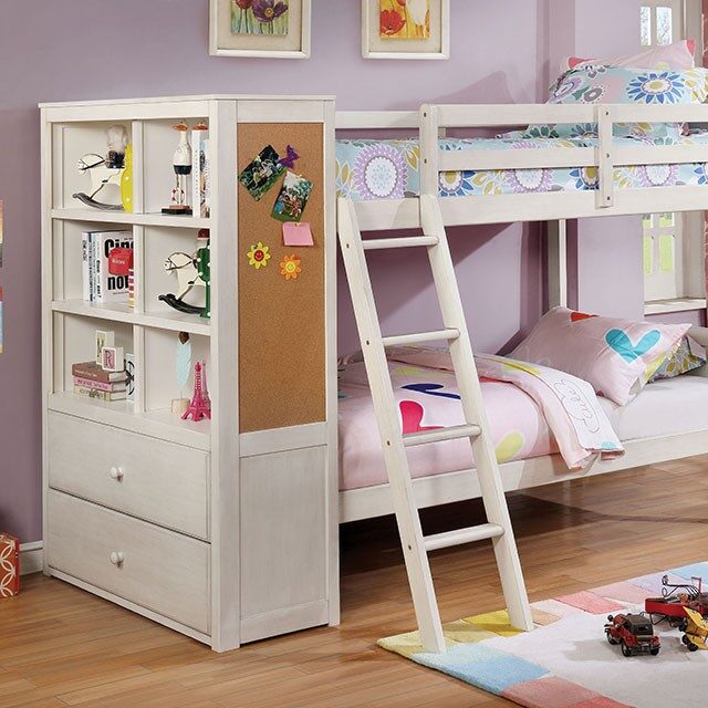 White finish solid wood twin/twin bunk bed by Furniture of America