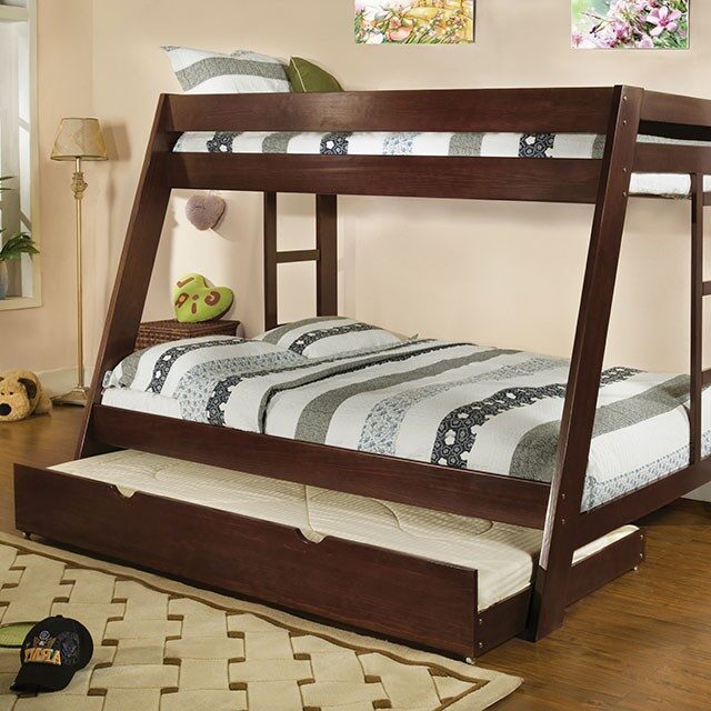 Twin /full bunk bed in dark walnut finish by Furniture of America