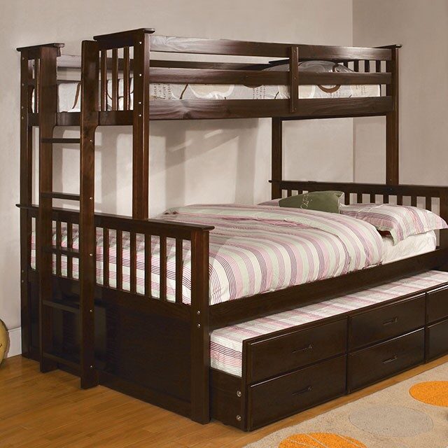 Twin /full bunk bed in dark walnut finish by Furniture of America