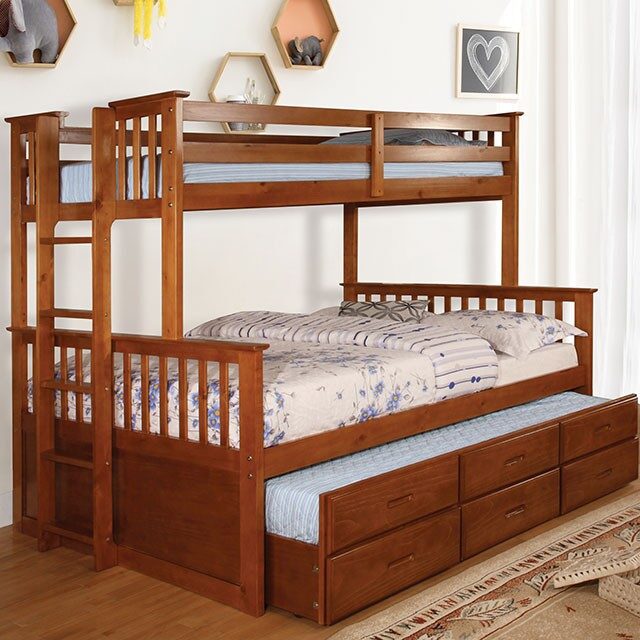 Twin /full bunk bed in oak finish by Furniture of America