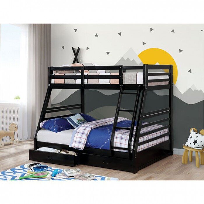 Twin/full bunk kids bed w/ 2 drawers in black by Furniture of America