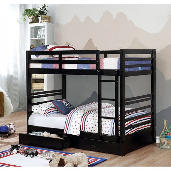 Twin/twin bunk bed w/ 2 drawers in black by Furniture of America