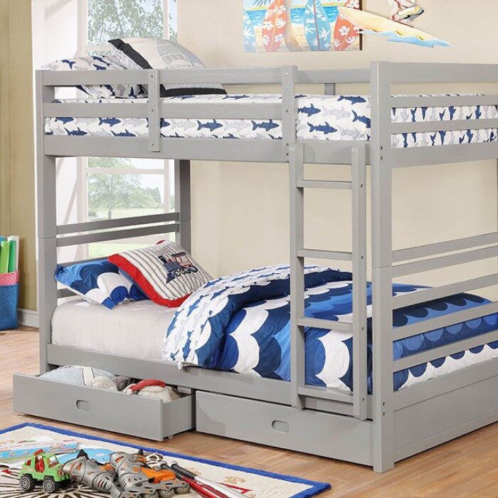 Twin/twin bunk bed in gray finish by Furniture of America
