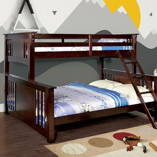 Dark walnut cottage twin xl/queen bunk bed by Furniture of America
