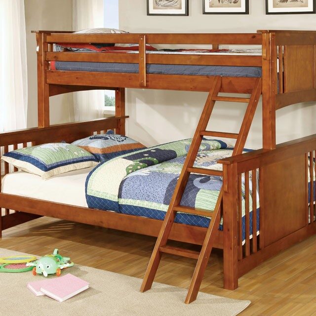 Twin xl/queen bunk bed in oak finish by Furniture of America