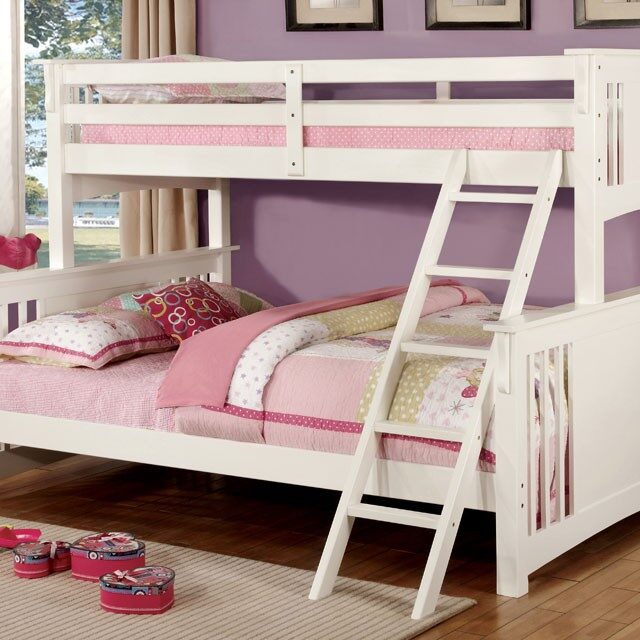 Twin xl/queen bunk bed in white finish by Furniture of America