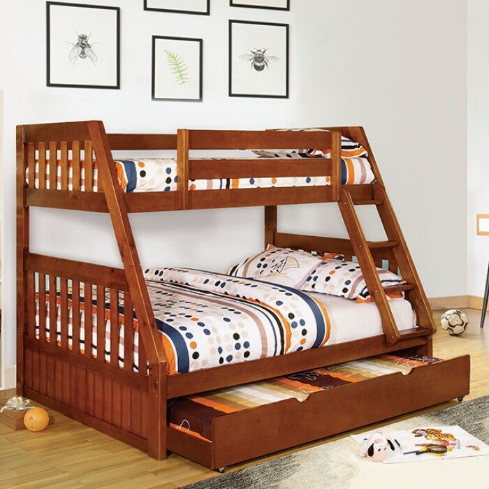 Twin/full bunk bed in oak finish by Furniture of America