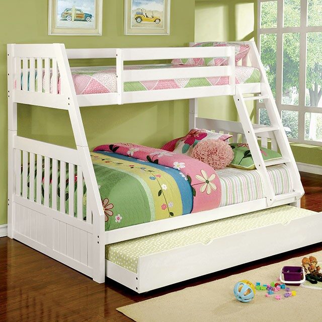Twin/full bunk bed in white finish by Furniture of America