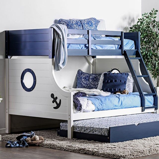 Twin/full bunk bed in blue/ white finish by Furniture of America