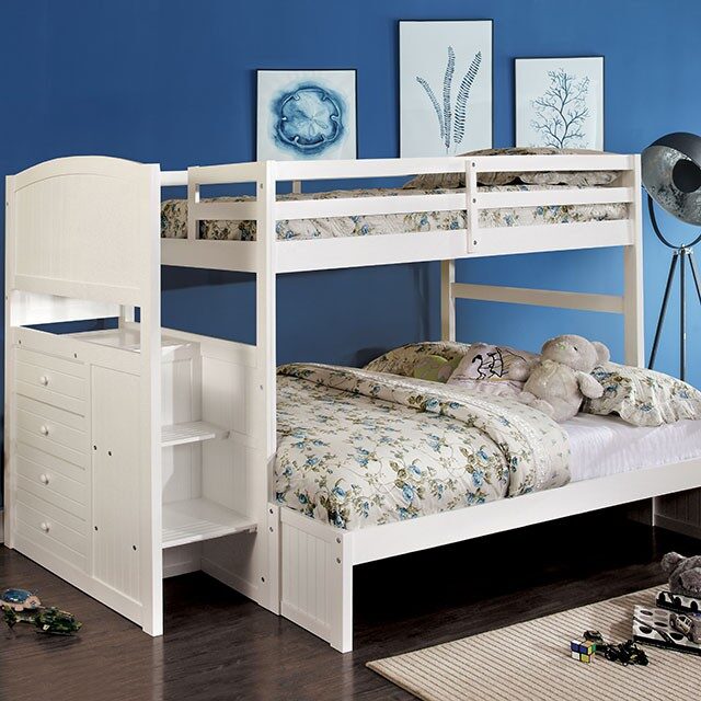 Multi-functional twin/full bunk bed in white finish by Furniture of America