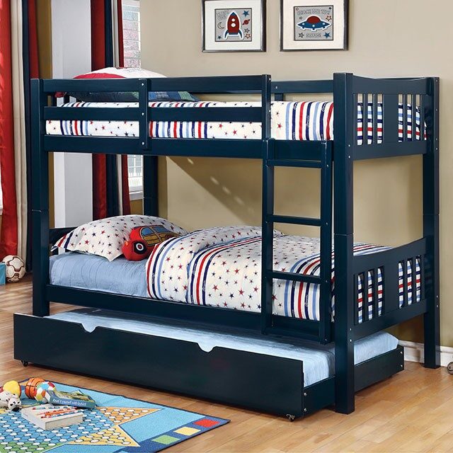 Twin/twin bunk bed in blue finish by Furniture of America